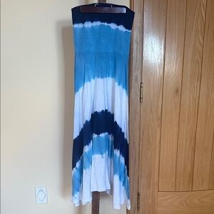 Blue and White Tie-Dye Maxi Skirt or Strapless Dress